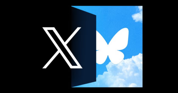Bluesky and X (Twitter) Icon. Blusesky Ramp-up Feature